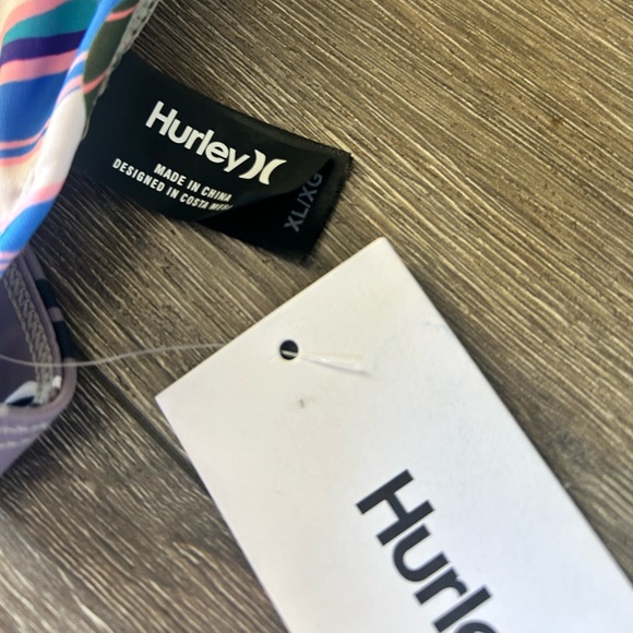 Hurley Women's Leafy Print Bikini in Blue and Green - Picture 3 of 6